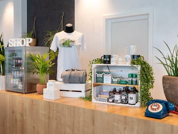 a display of items on a counter