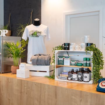 a display of items on a counter