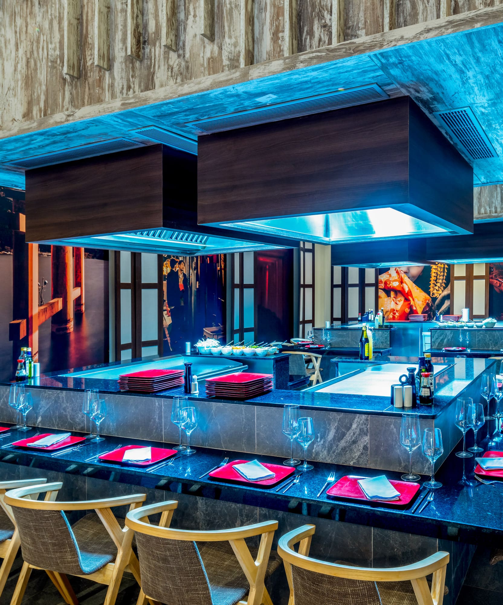 a restaurant with tables and chairs