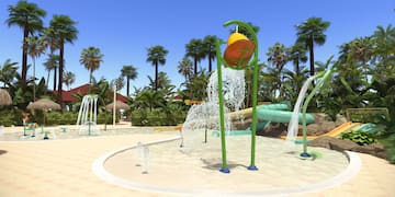 water park with water slides and trees