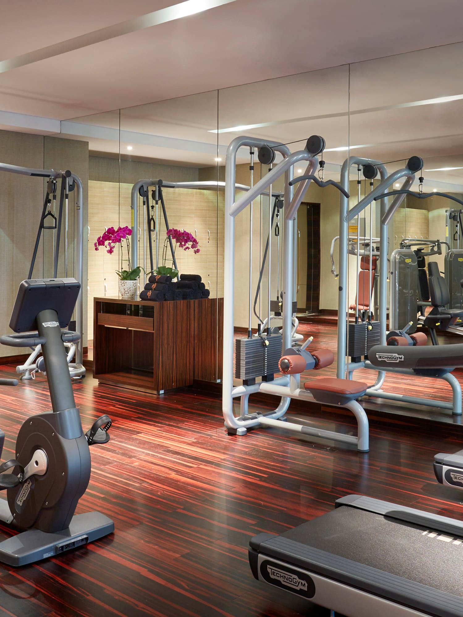 a gym with exercise equipment