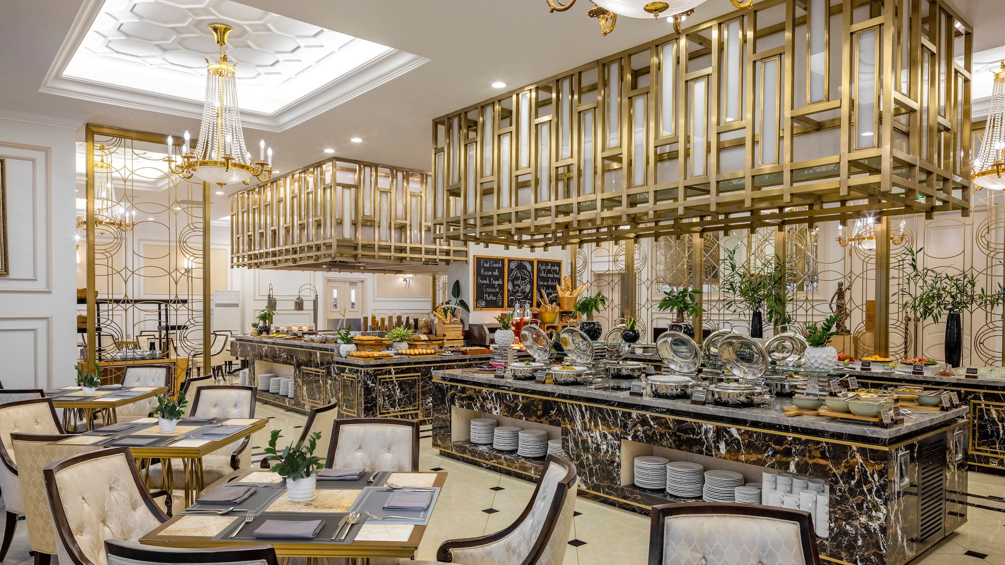 a restaurant with tables and chairs