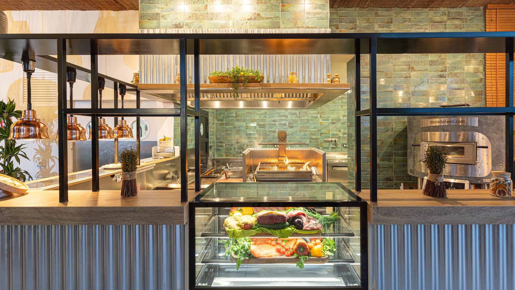 a food display in a restaurant