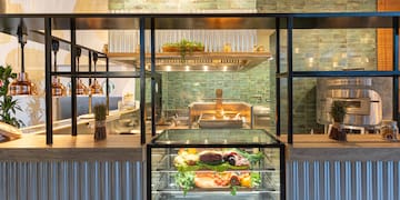 a food display in a restaurant