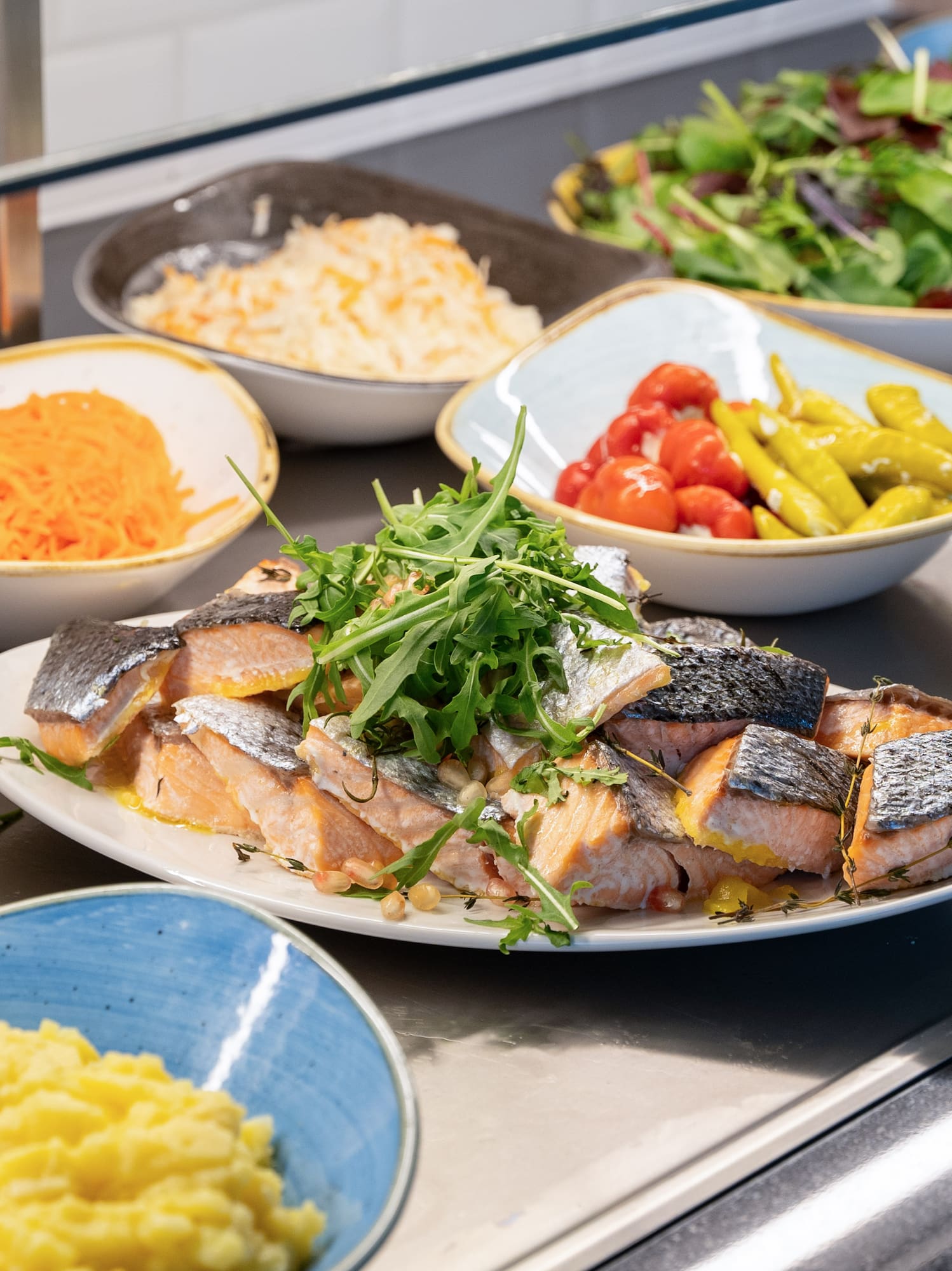 a plate of food on a counter