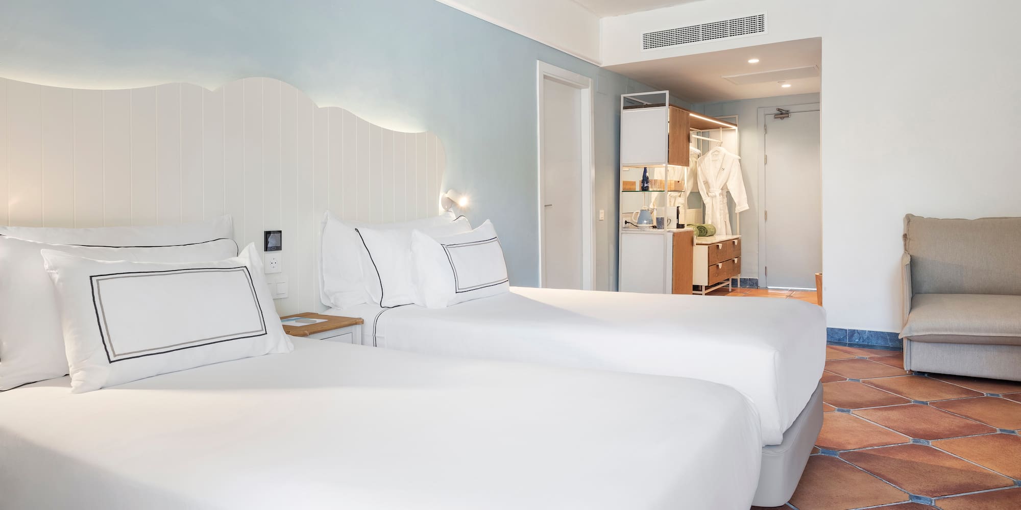 a room with two beds