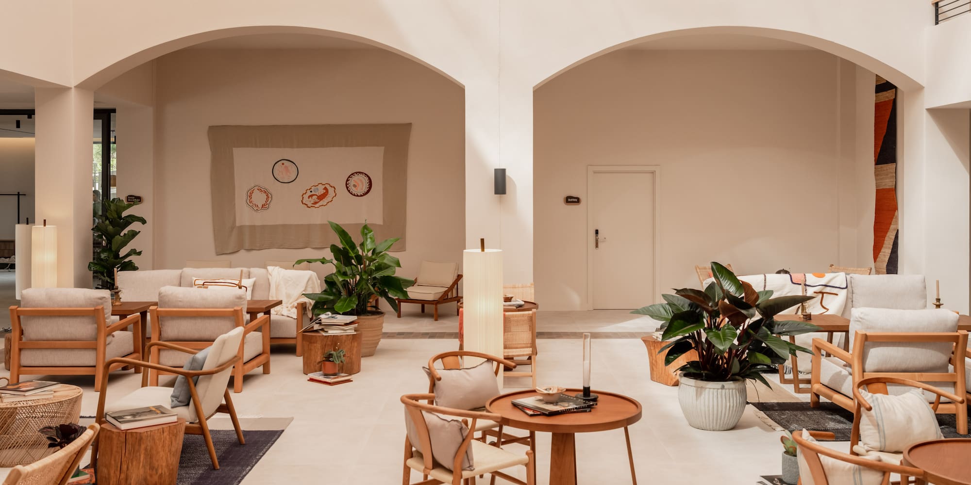 a room with chairs and tables