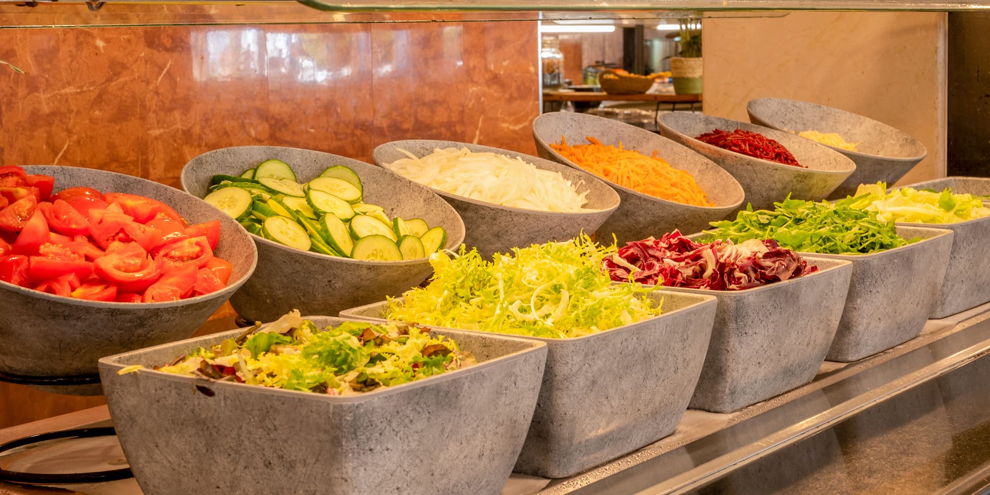 a group of bowls of vegetables