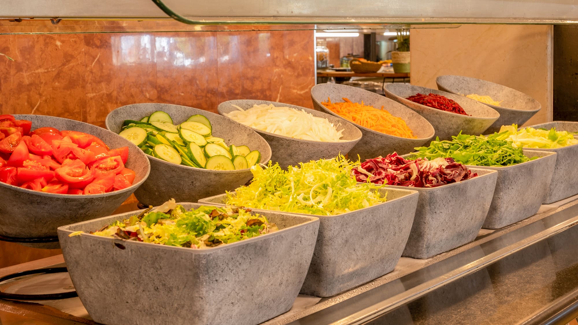 a group of bowls of vegetables