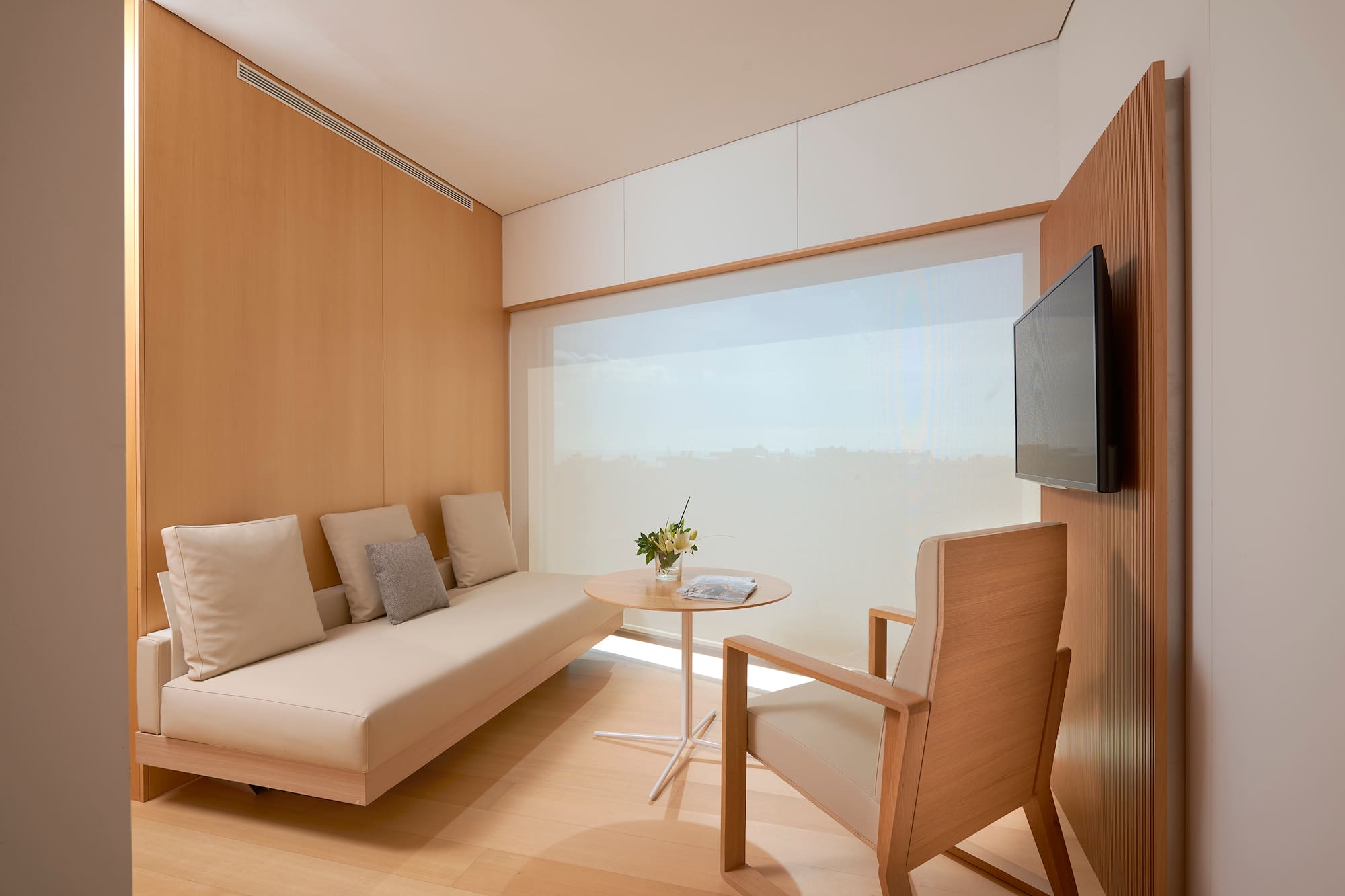 a room with a couch and a table