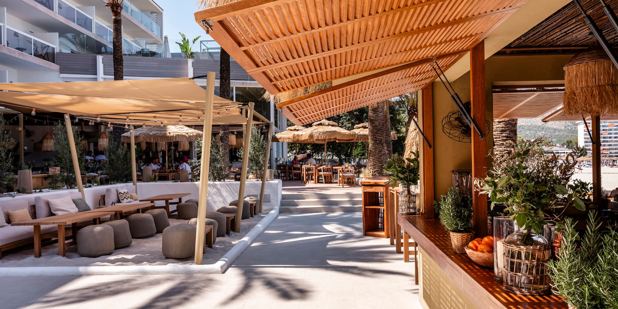 a restaurant with a table and chairs