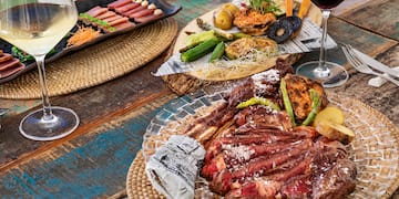 a plate of meat and vegetables on a table