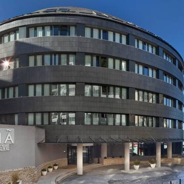 a circular building with many windows