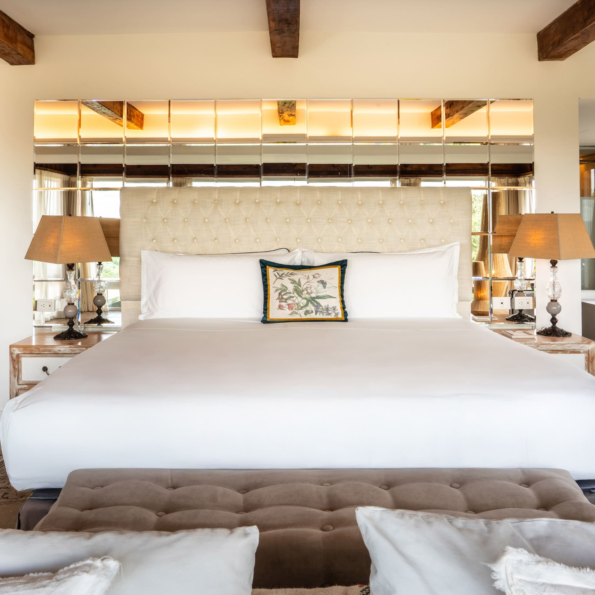 a large bed in a room