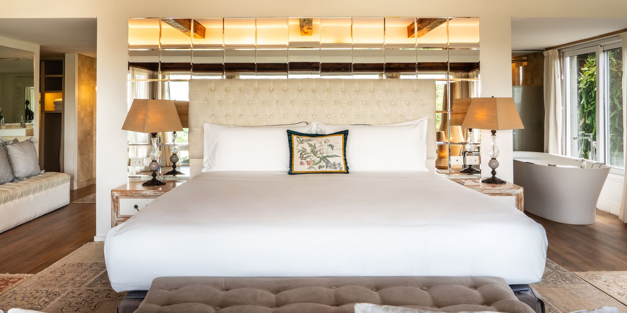 a large bed in a room