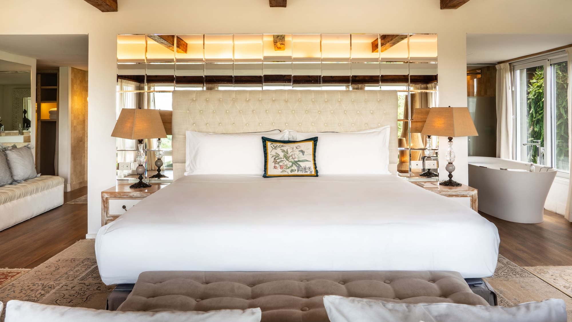 a large bed in a room