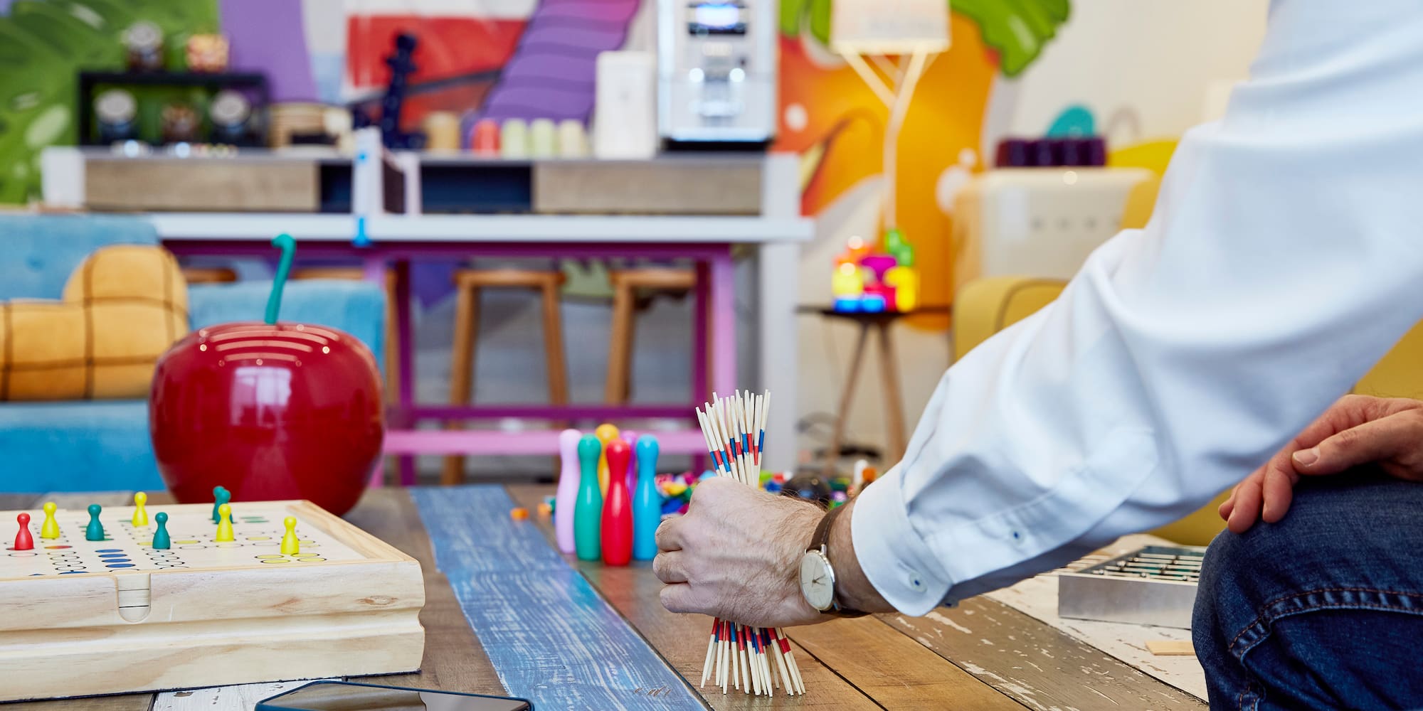 a man playing a board game