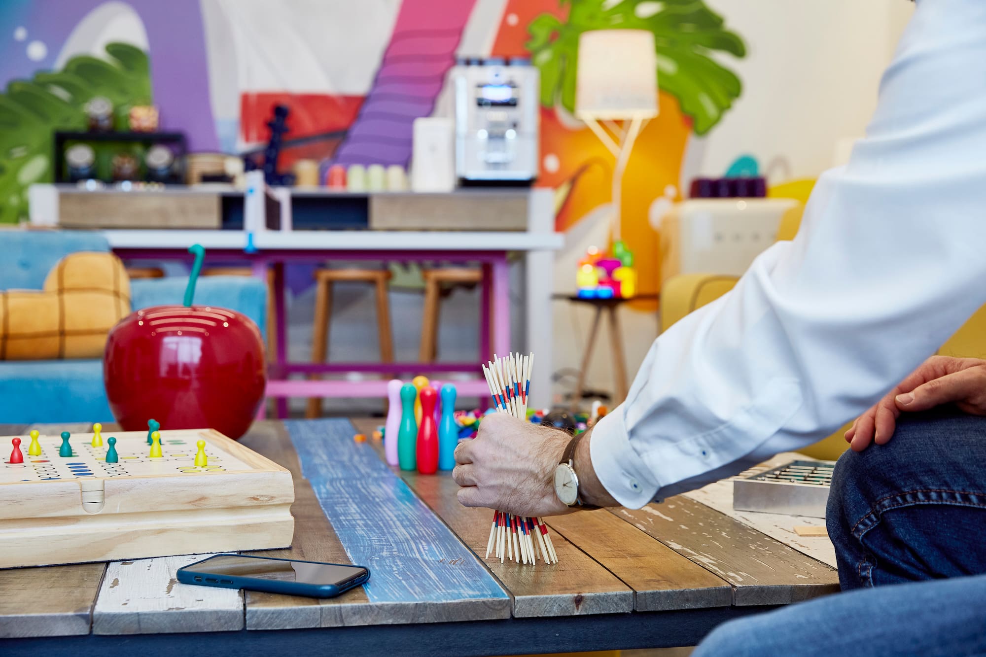 a man playing a board game