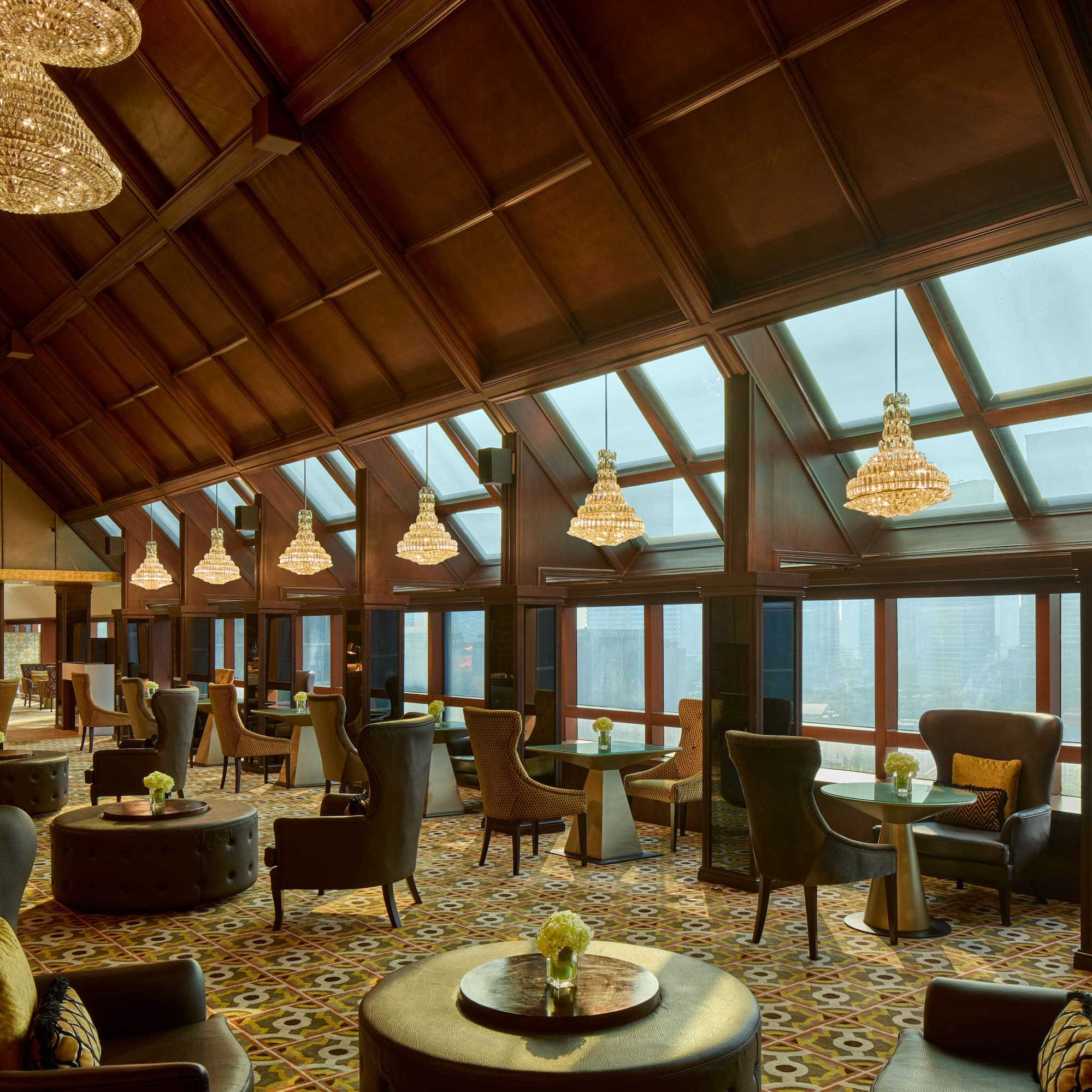 a room with tables and chairs