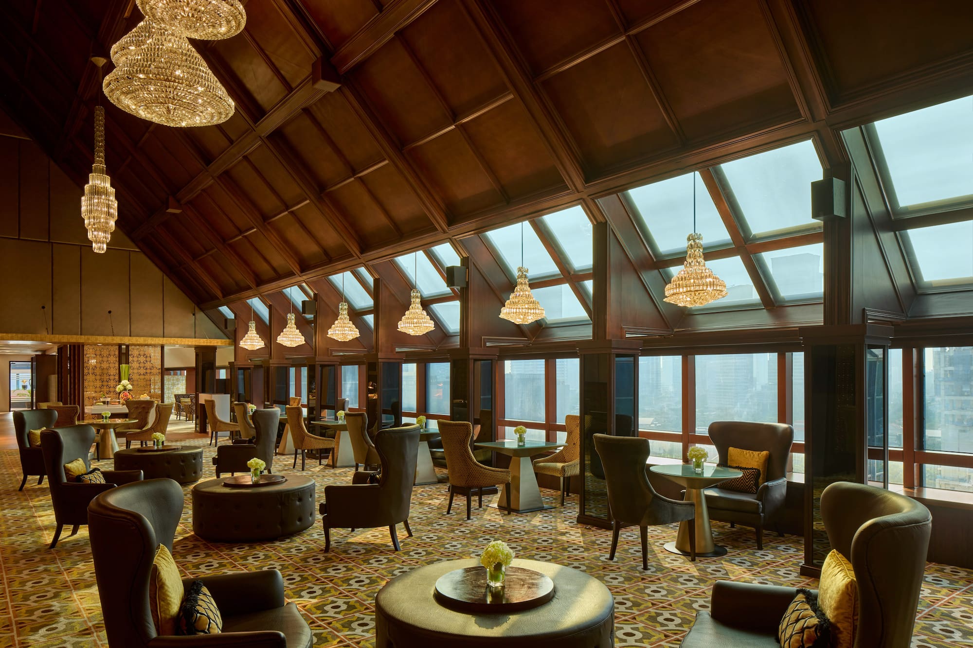 a room with tables and chairs