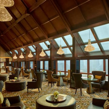 a room with tables and chairs