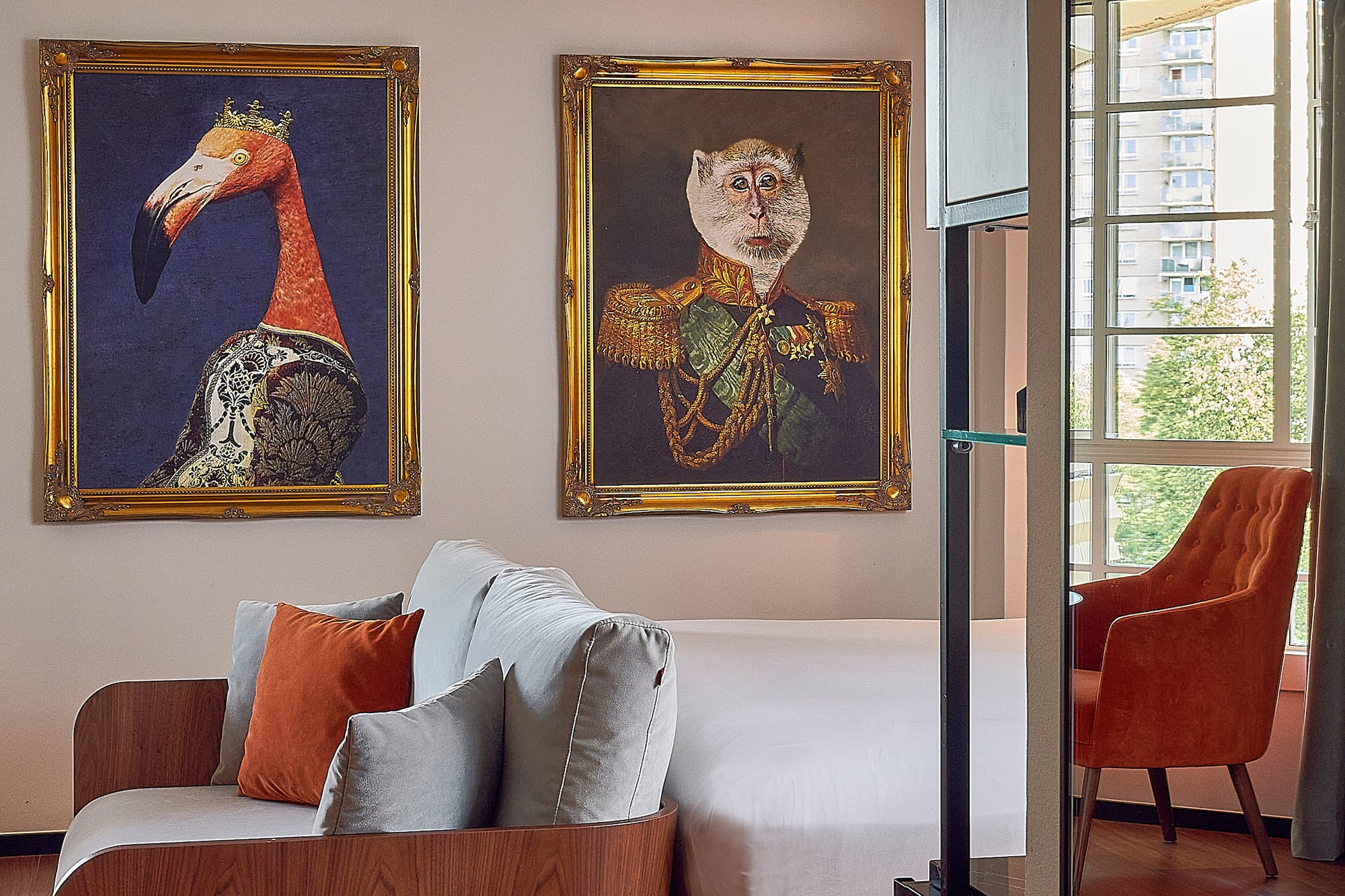 a room with a bed and a couch