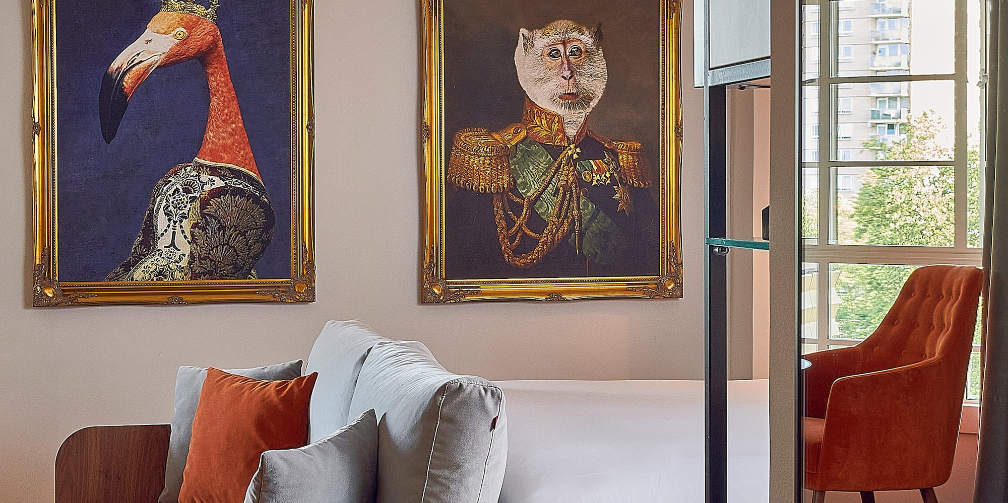 a room with a bed and a couch