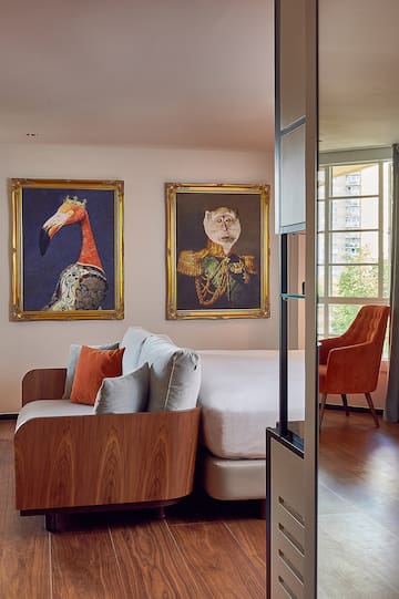 a room with a bed and a couch