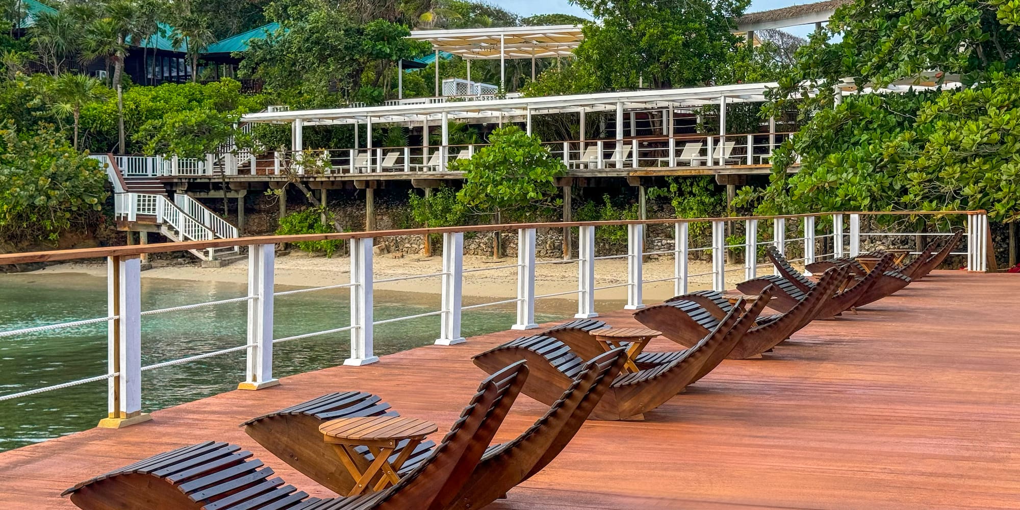a deck with chairs on it