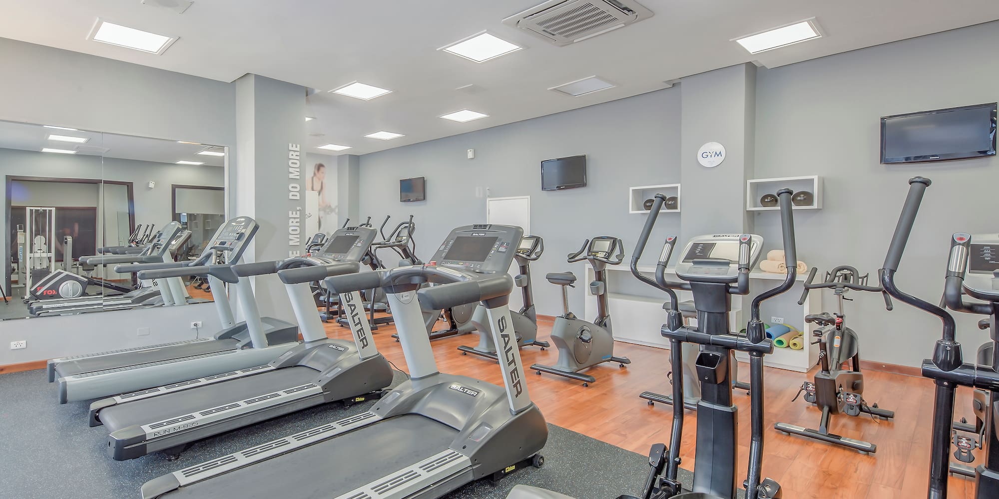 a room with exercise equipment