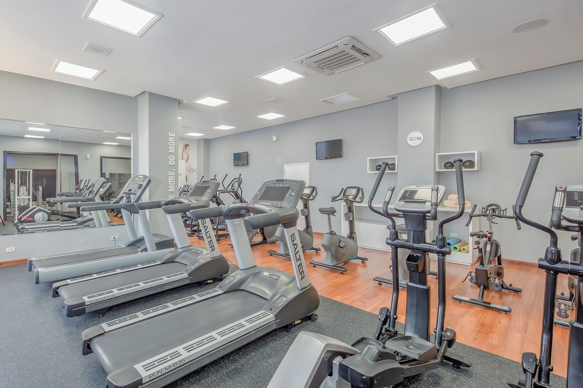 a room with exercise equipment