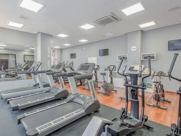a room with exercise equipment