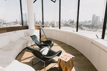 a room with a view of a city