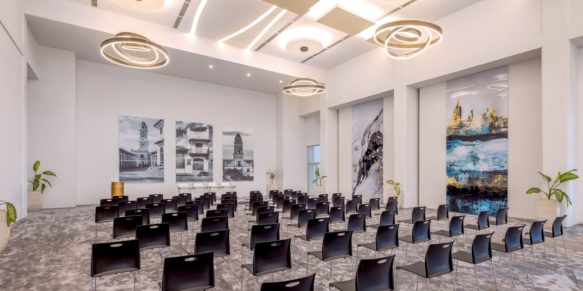 a room with many chairs