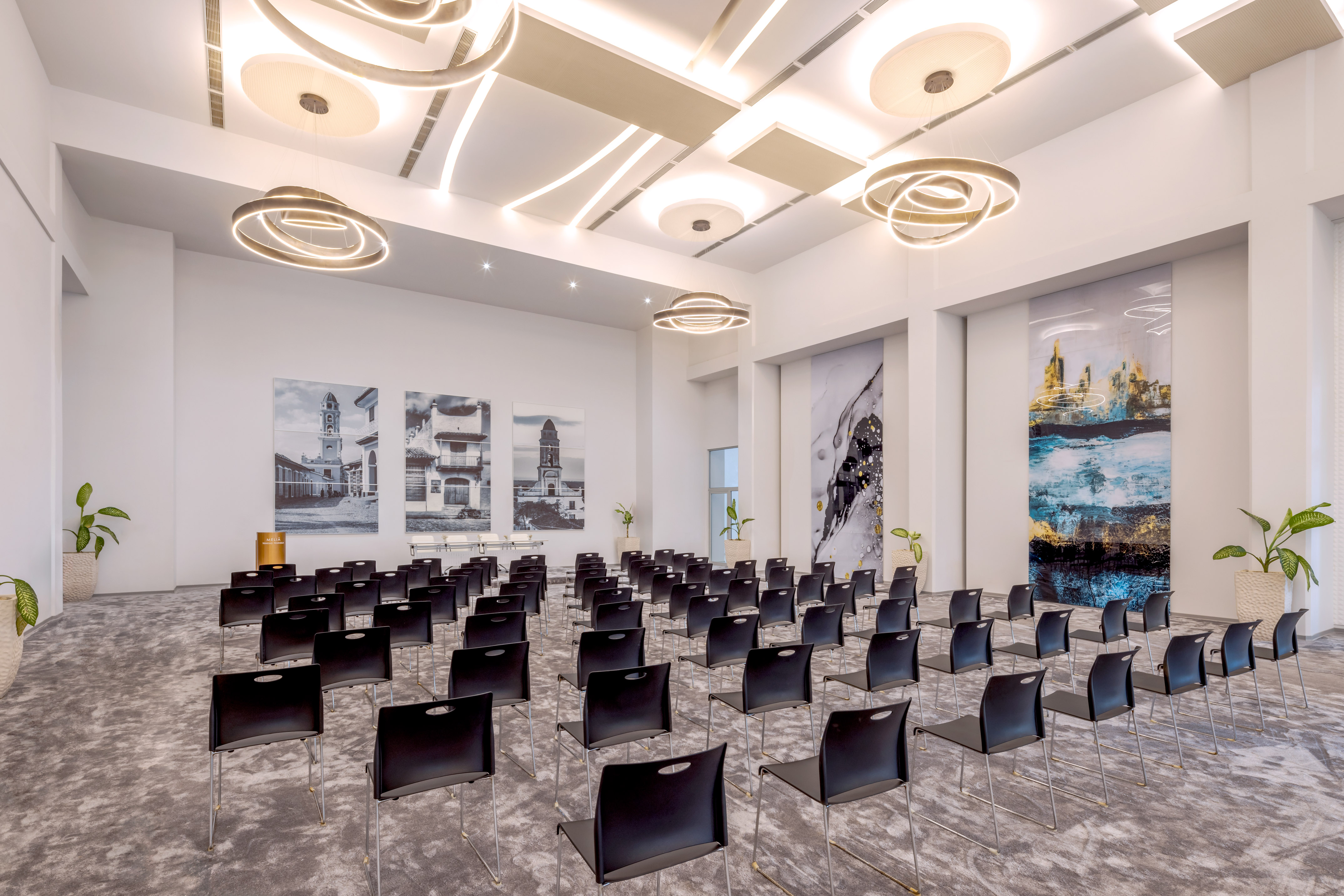 a room with many chairs