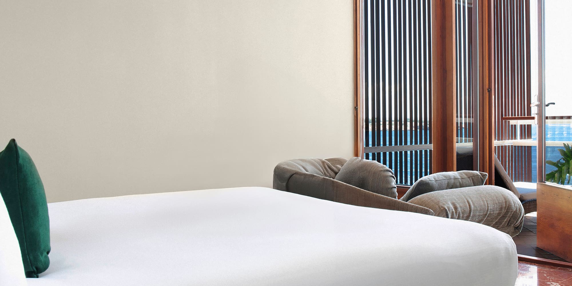 a bed and a couch in a room