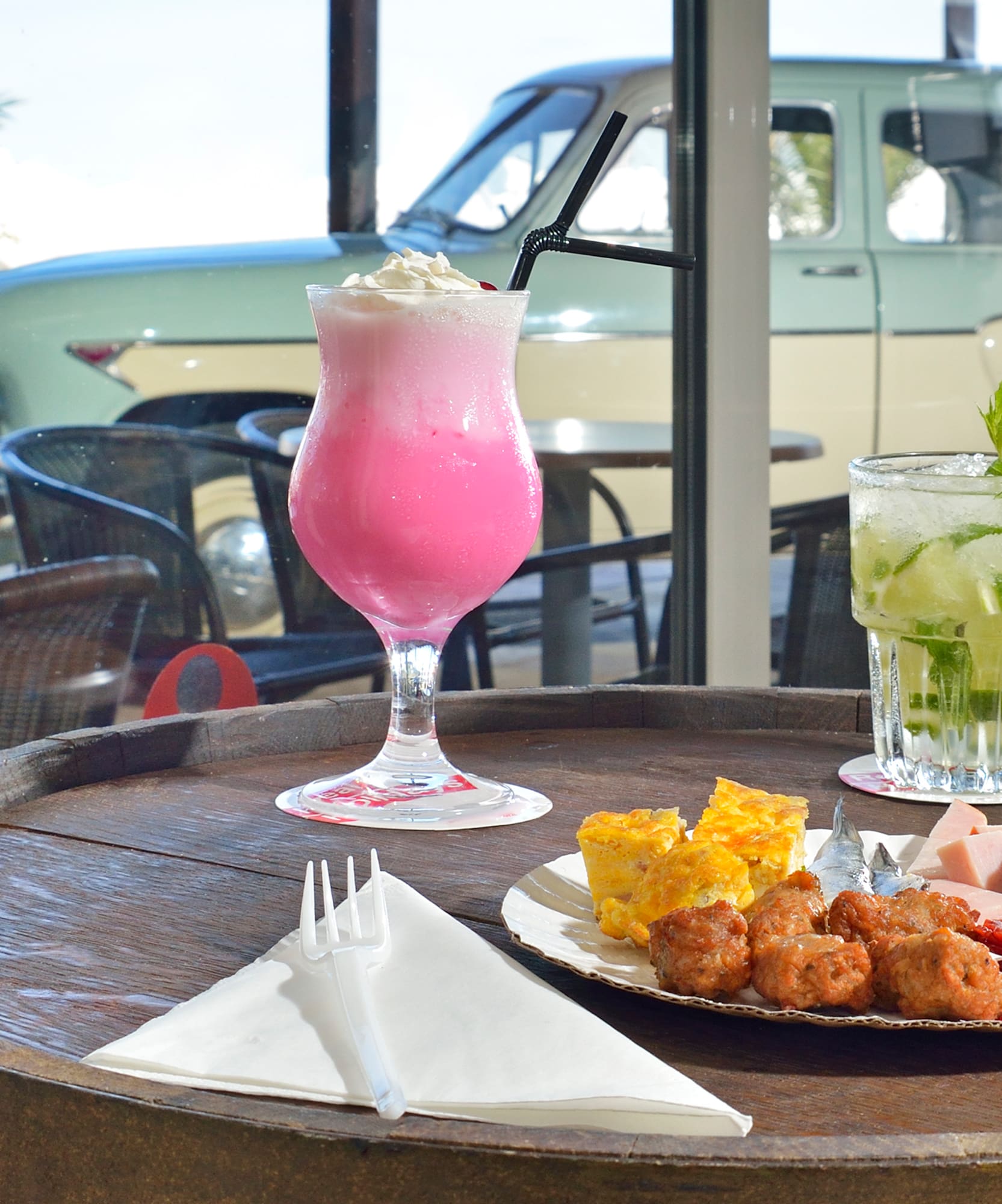 a table with food on it