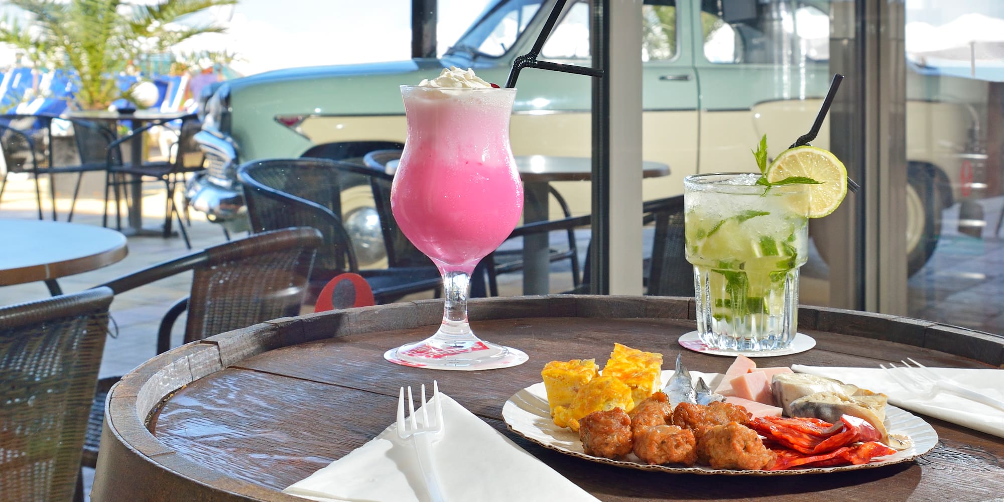 a table with food on it