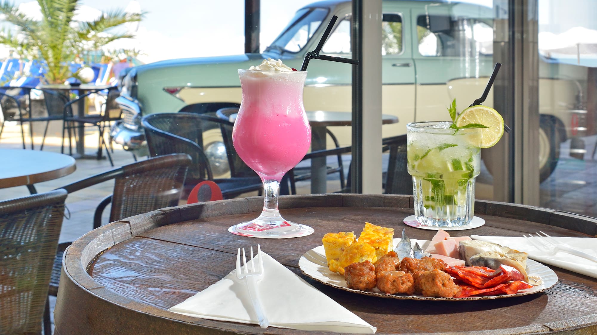 a table with food on it