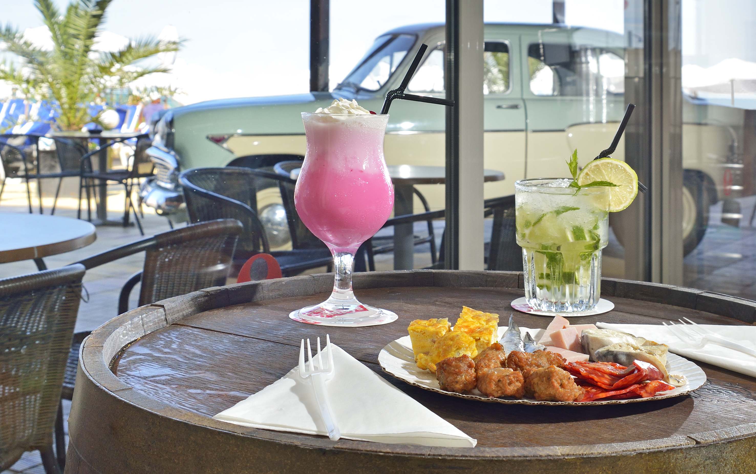 a table with food on it