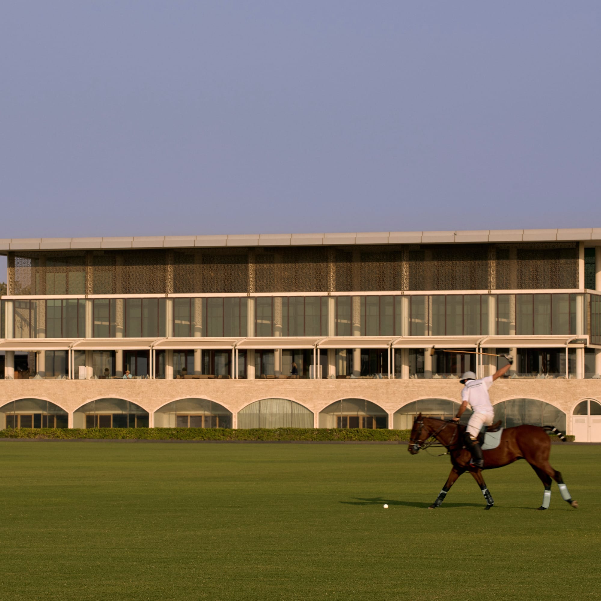 a man on a horse on a field