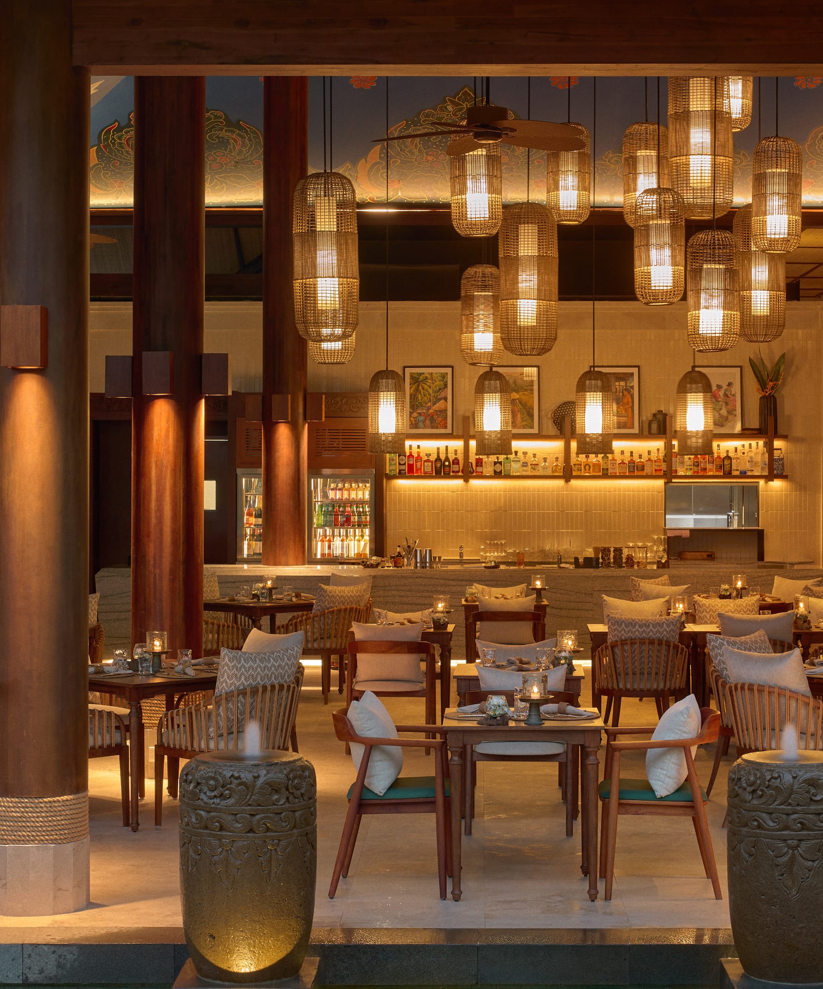 a restaurant with tables and chairs