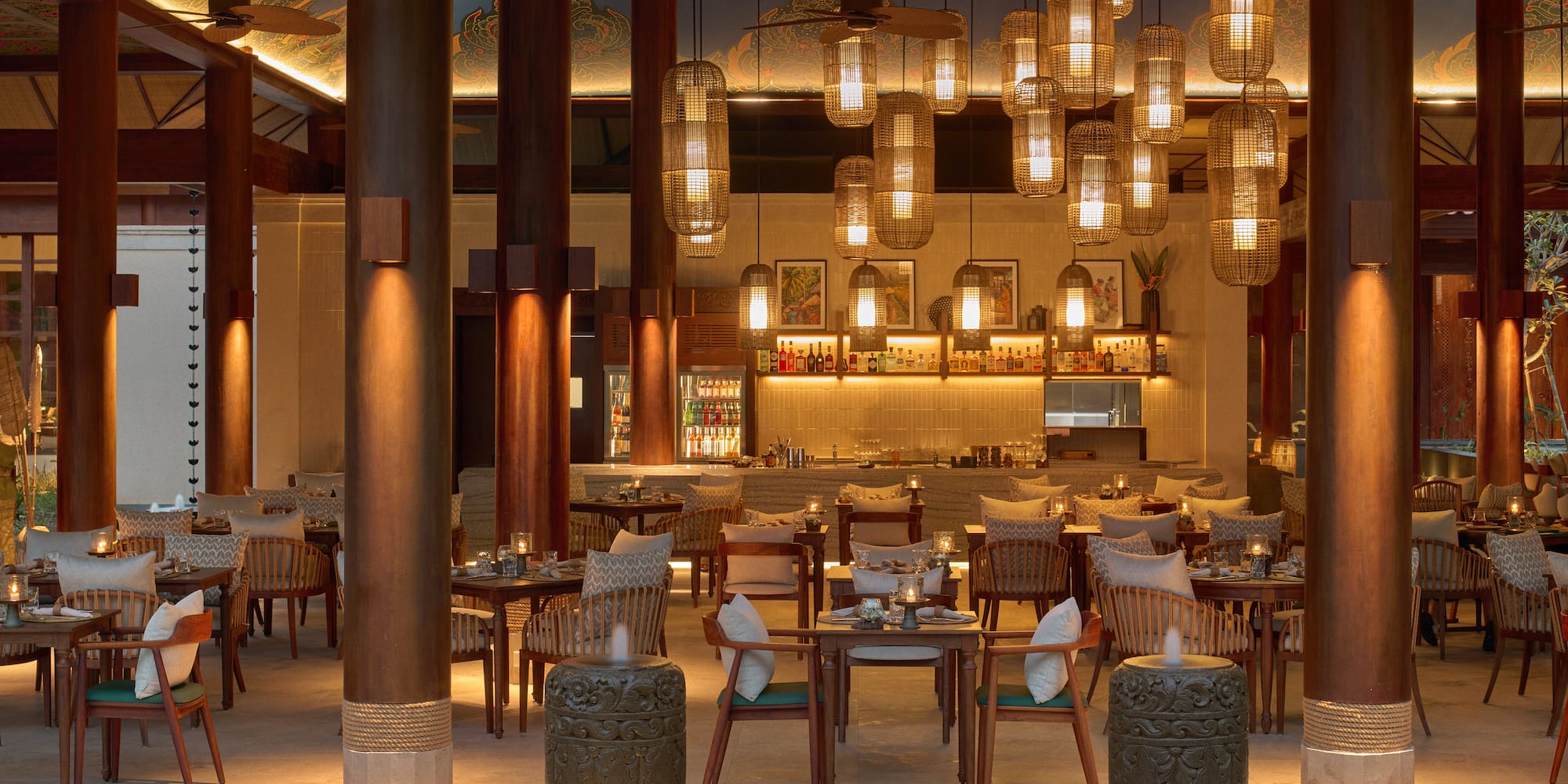 a restaurant with tables and chairs