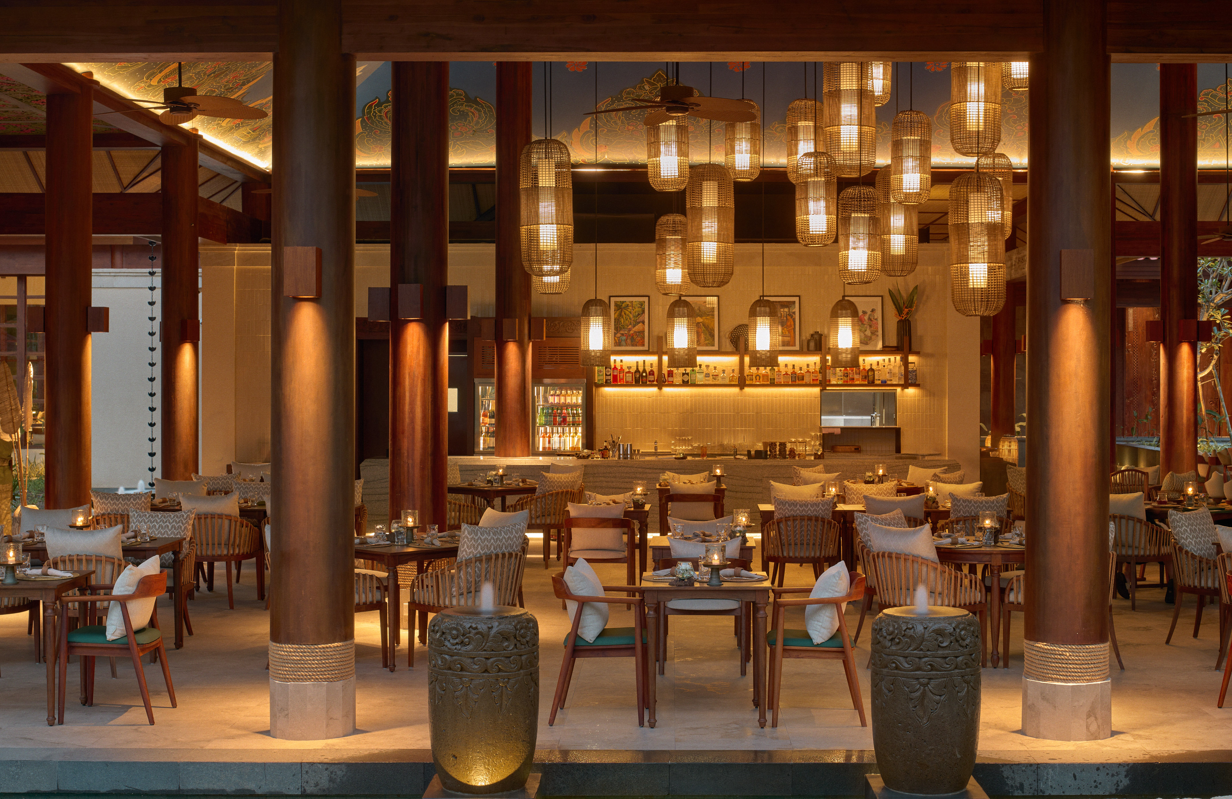 a restaurant with tables and chairs