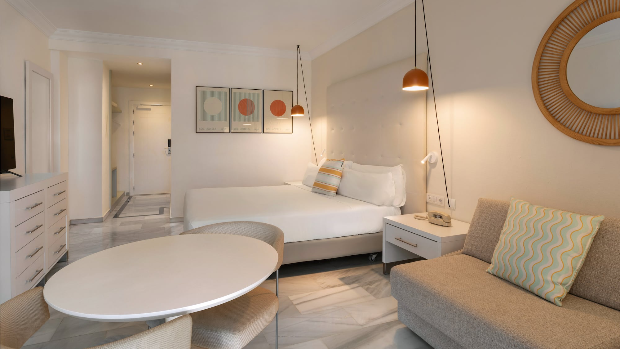 a room with a bed and a couch