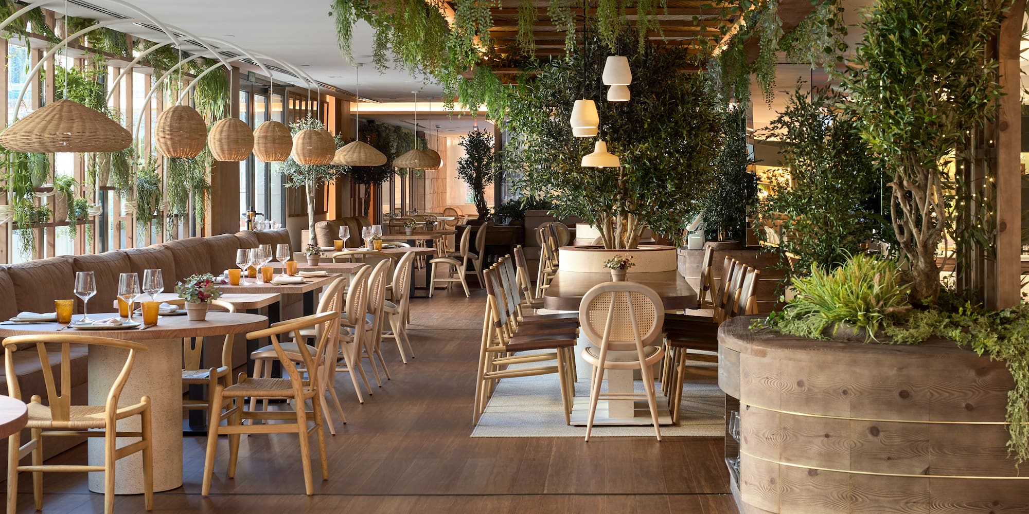 a restaurant with tables and chairs