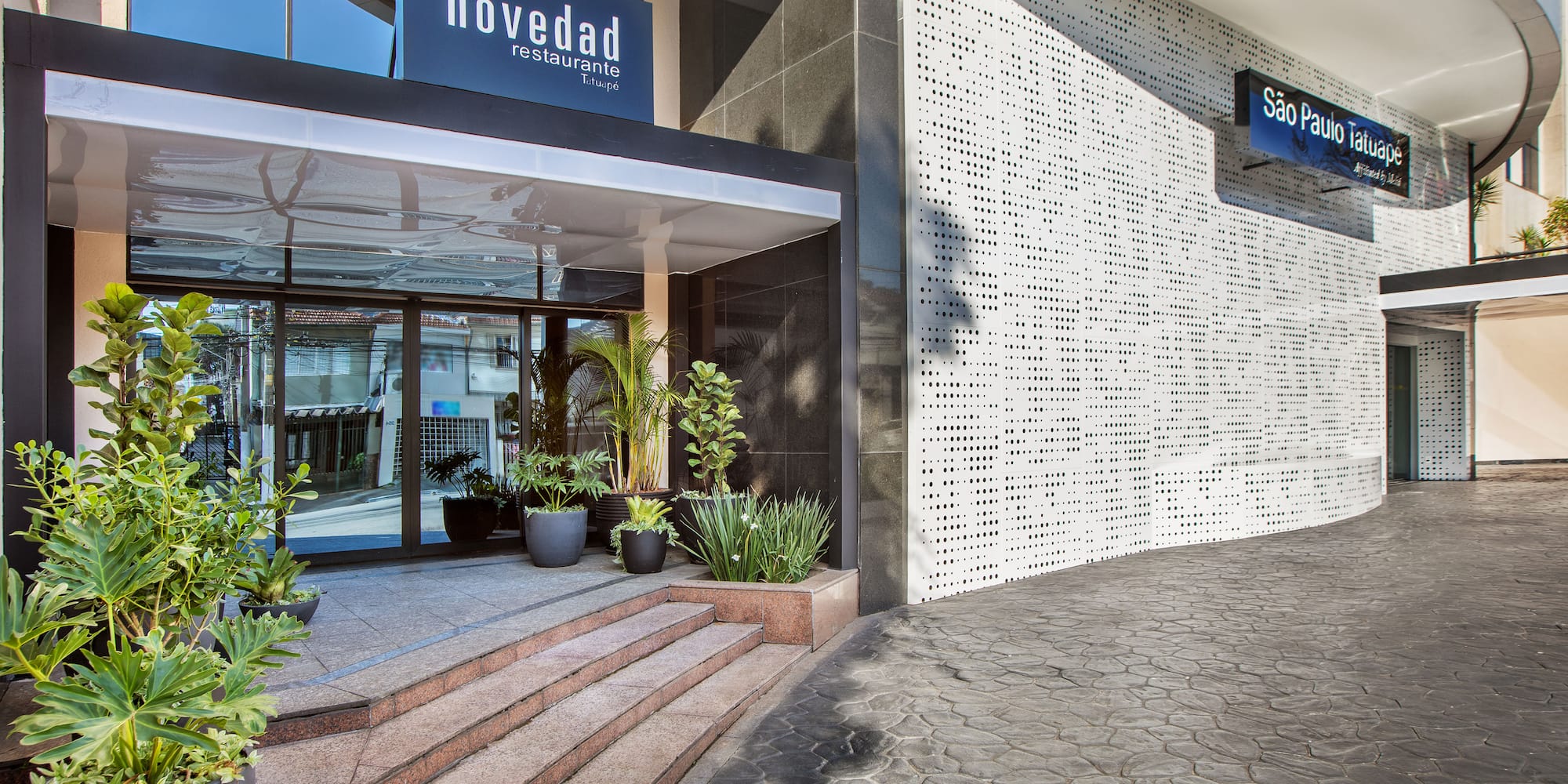 a building with a glass door