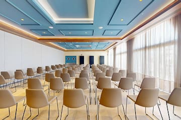 a room with many chairs