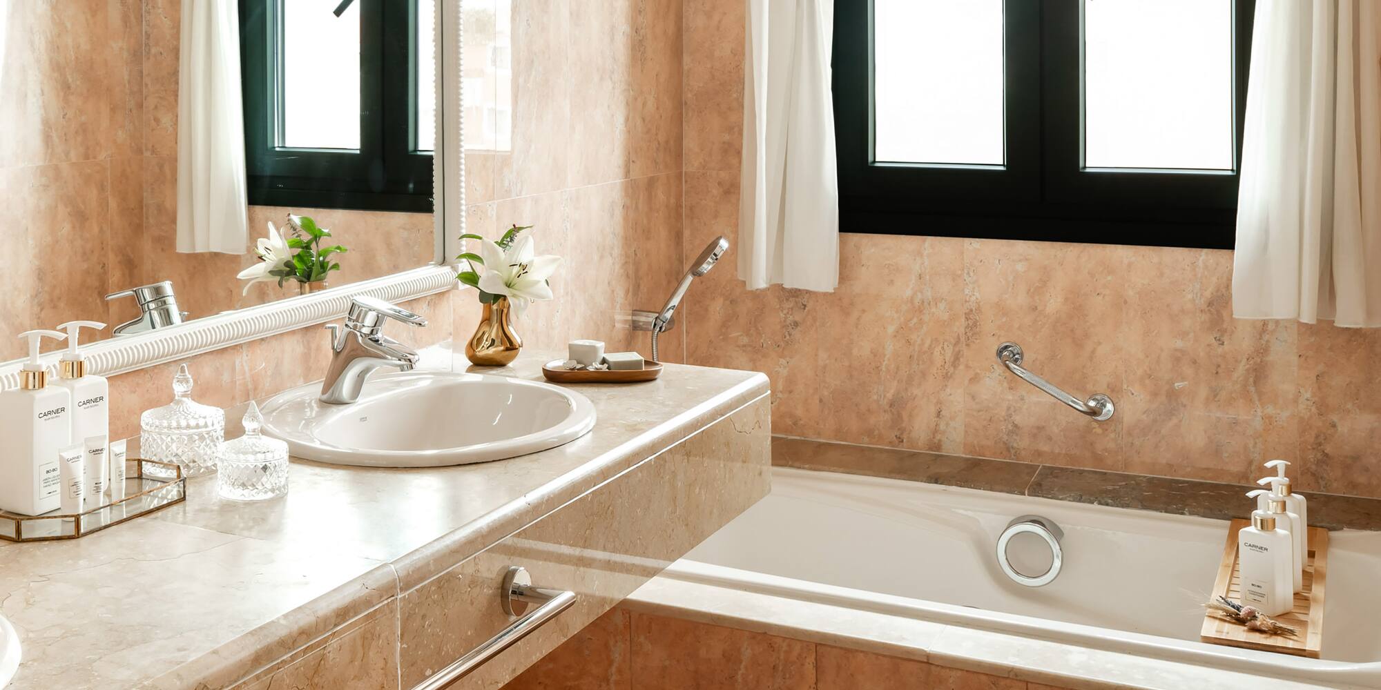 a bathroom with a sink and bathtub