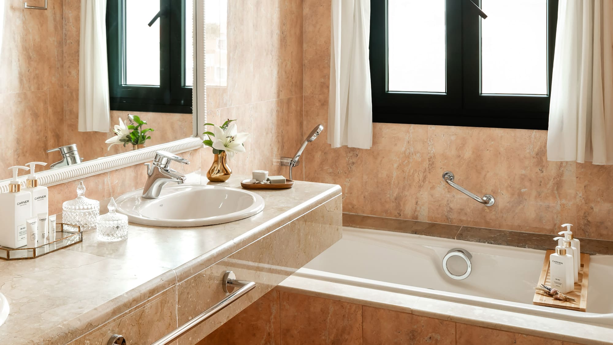 a bathroom with a sink and bathtub